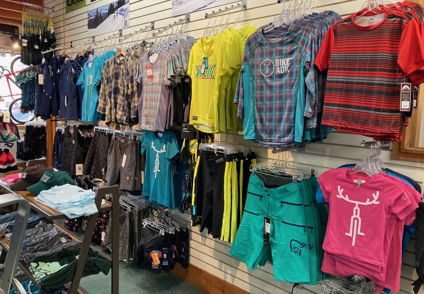 T-shirts and mountain bike jerseys at High Peaks Cyclery