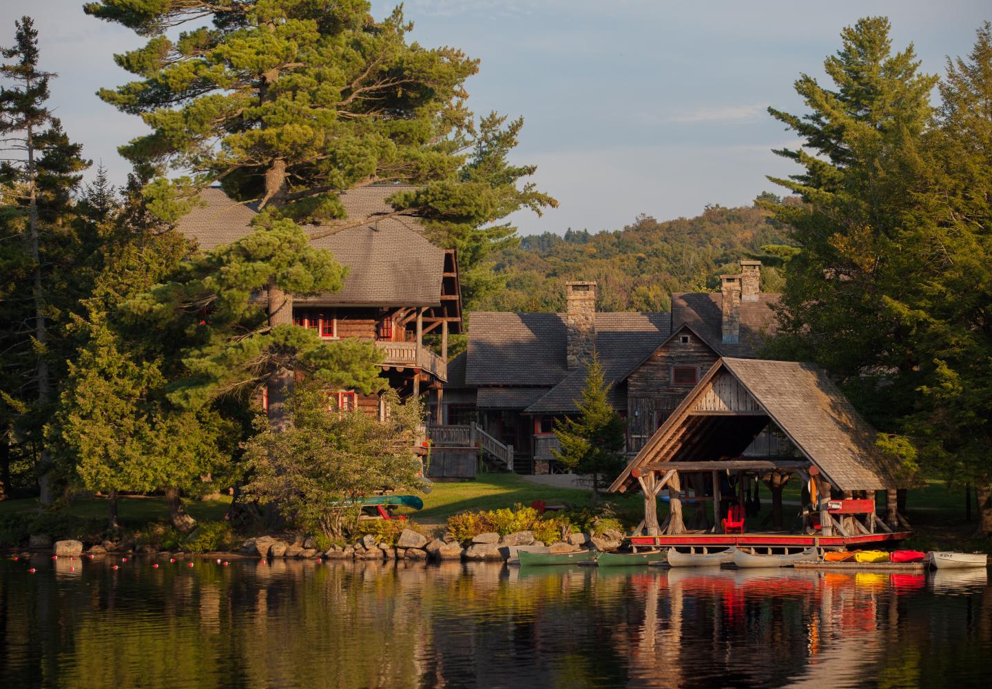 A view of the boathouse from the lake. 