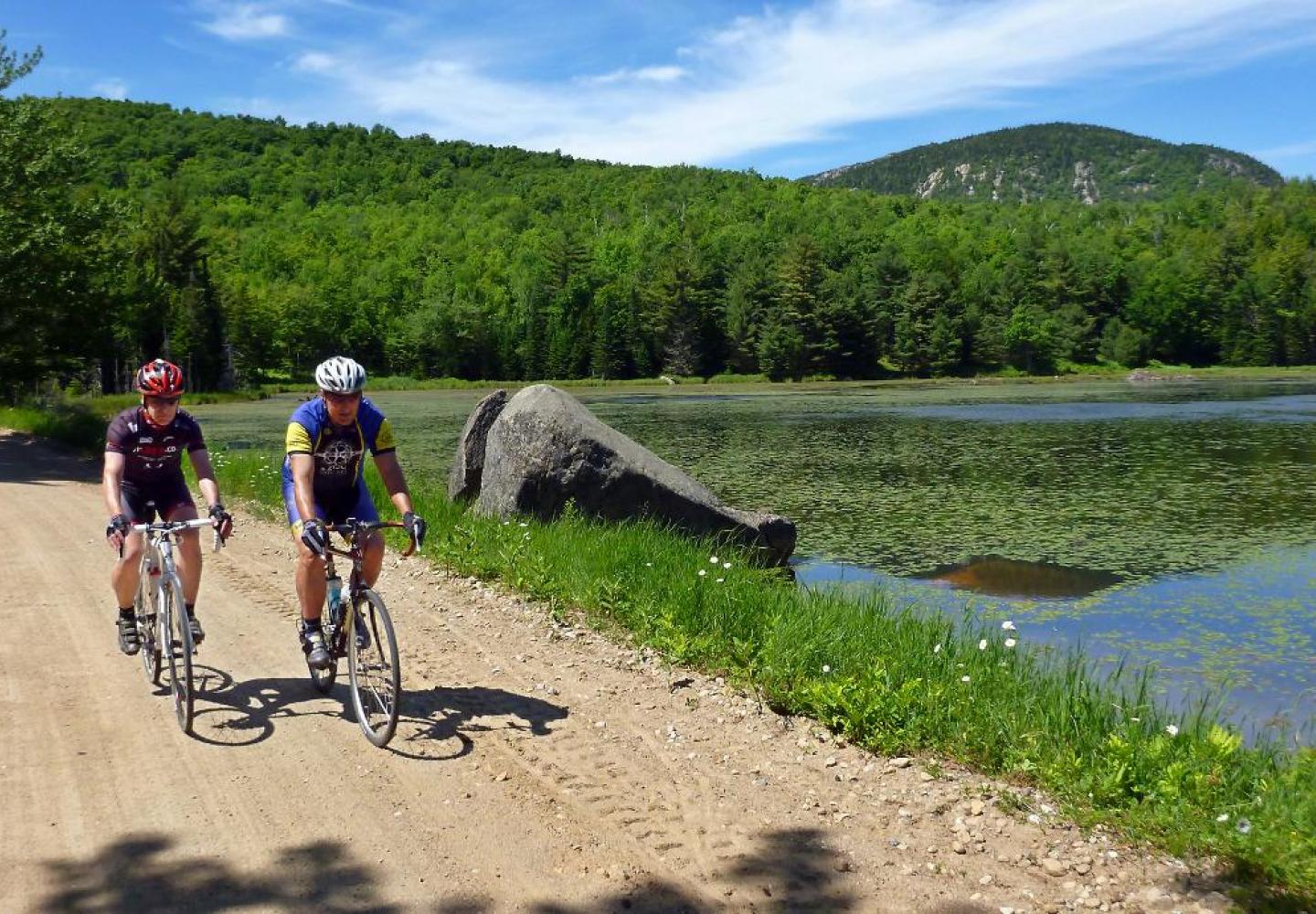 Biking on gravel trail