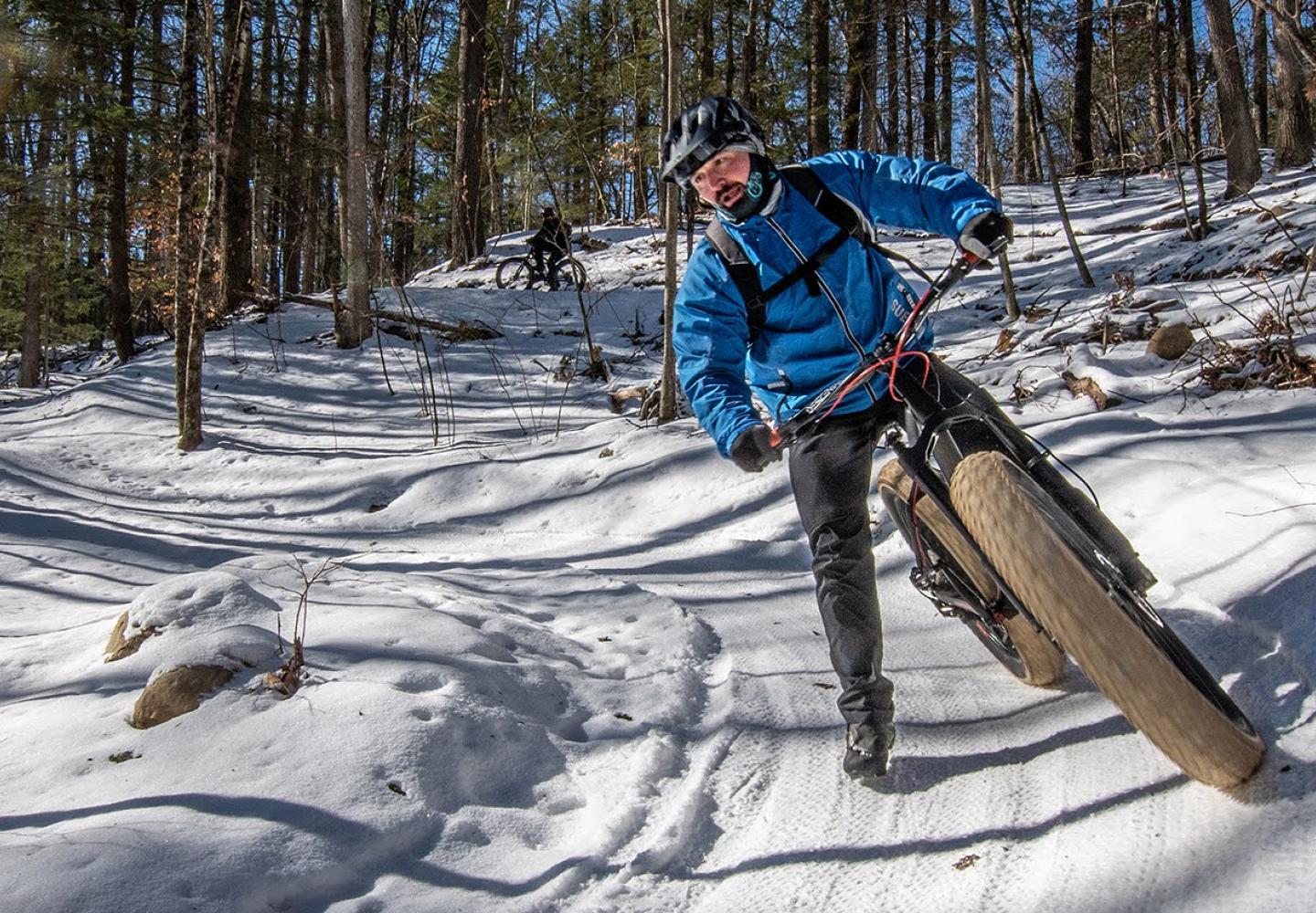 The classic fat bike lean. 
