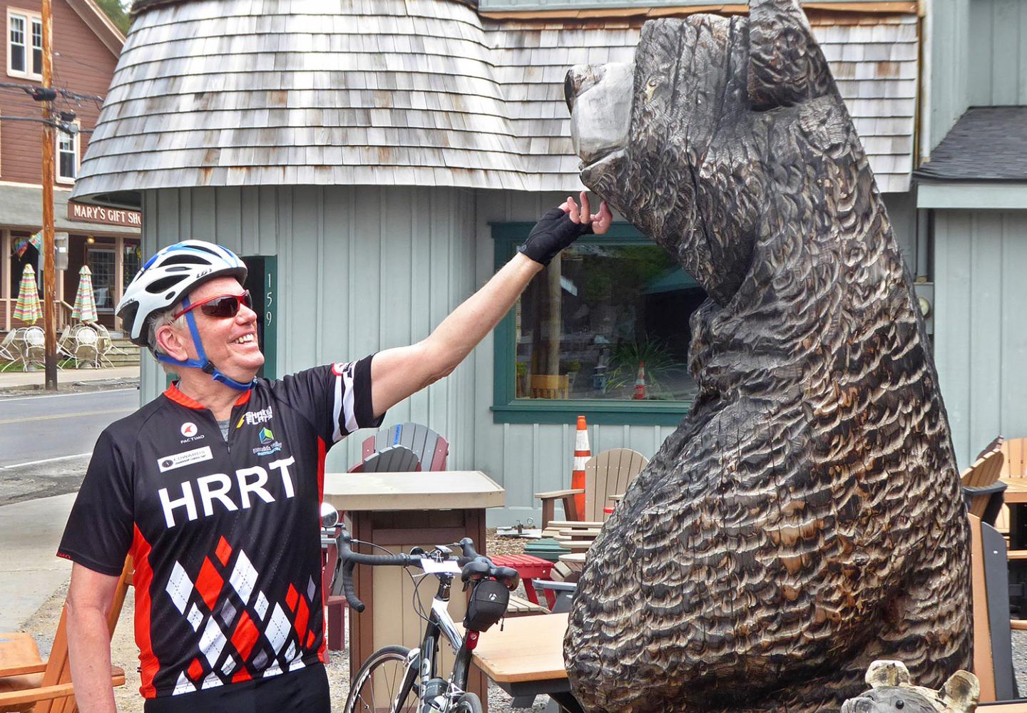 We always make new friends when pedaling in the Central Adirondacks.