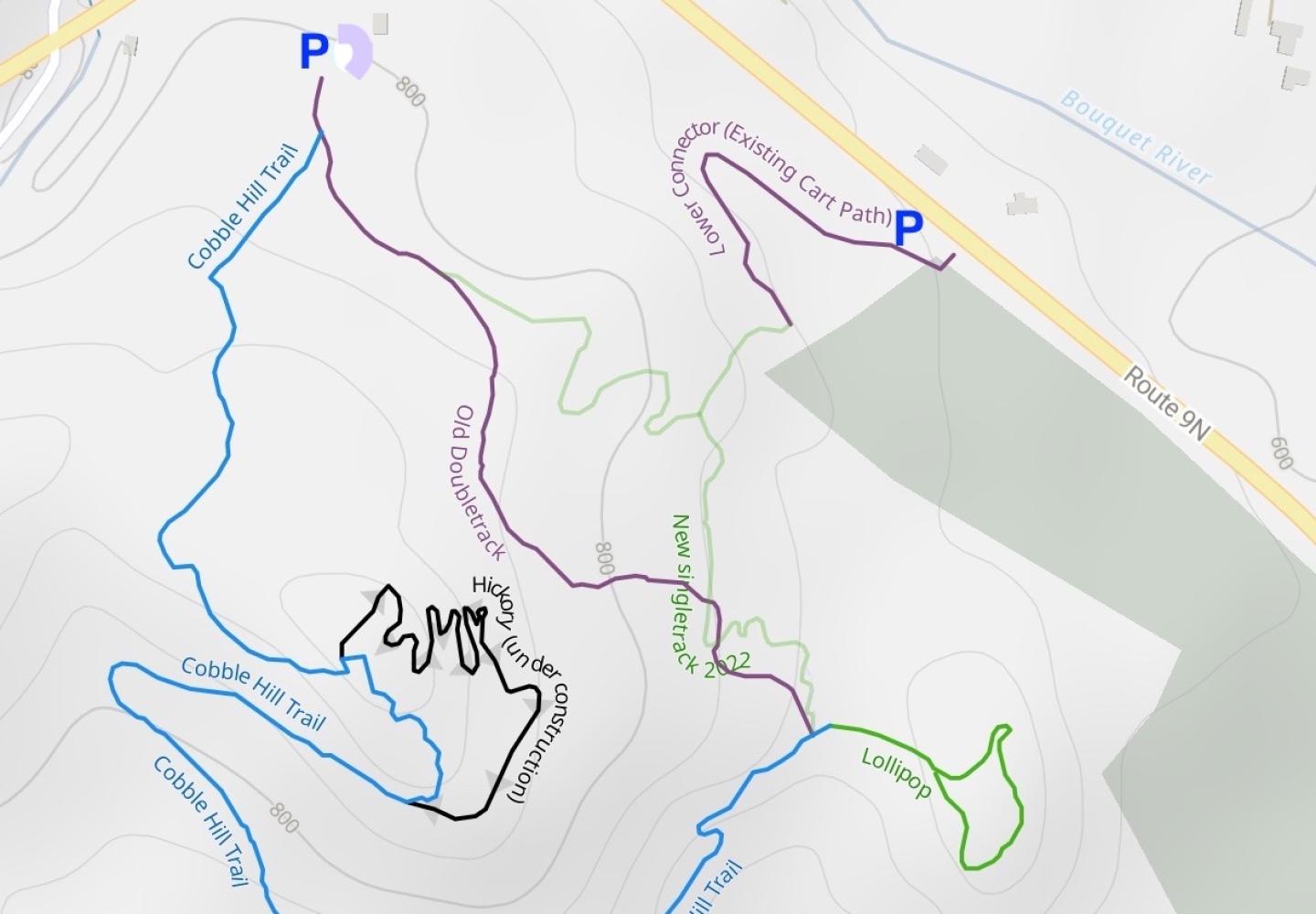Map of the new Cobble Hill trails in Elizabethtown
