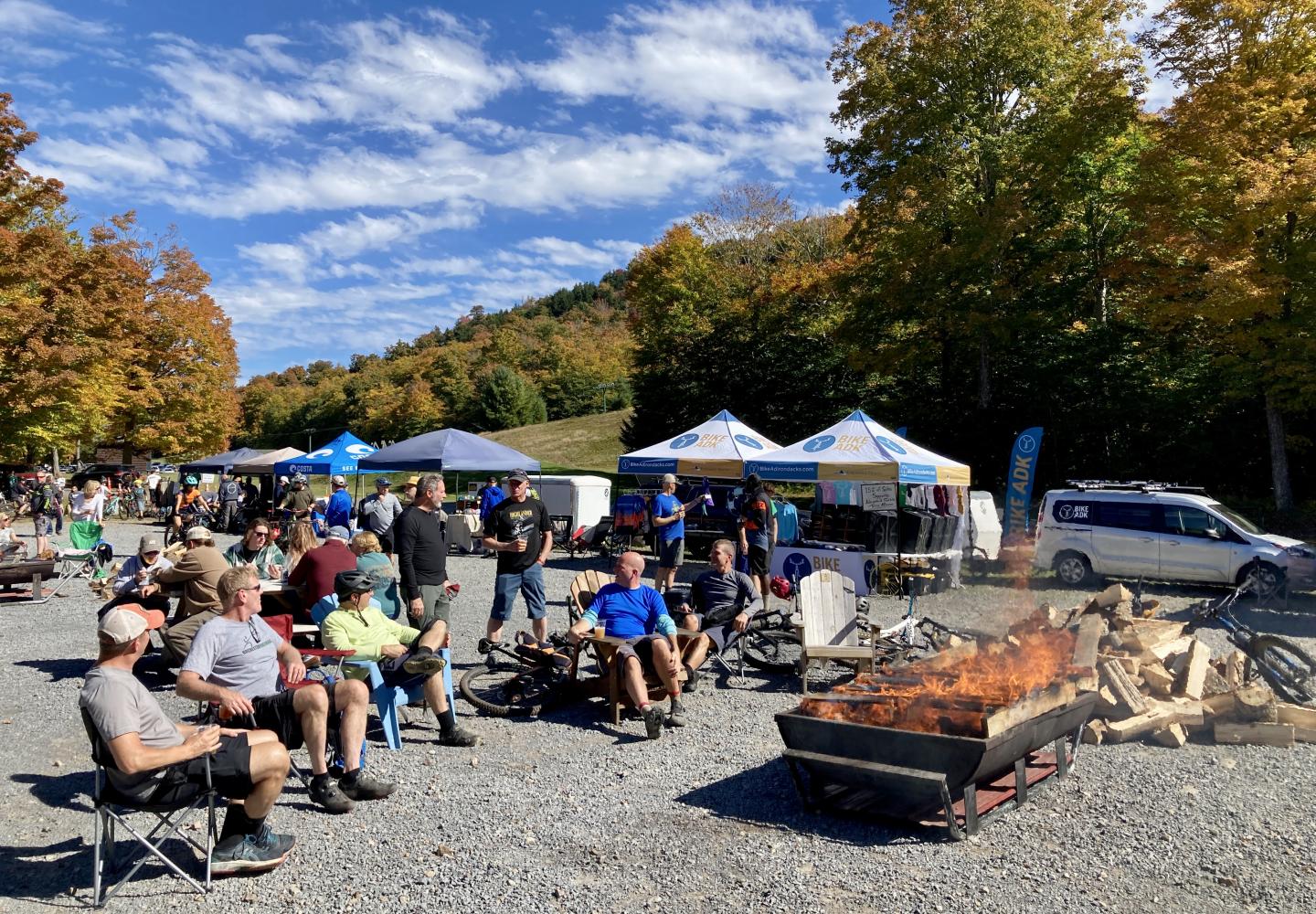 Sun soaks the base of McCauley Mountain during the Adirondack Mountain Bike Festival