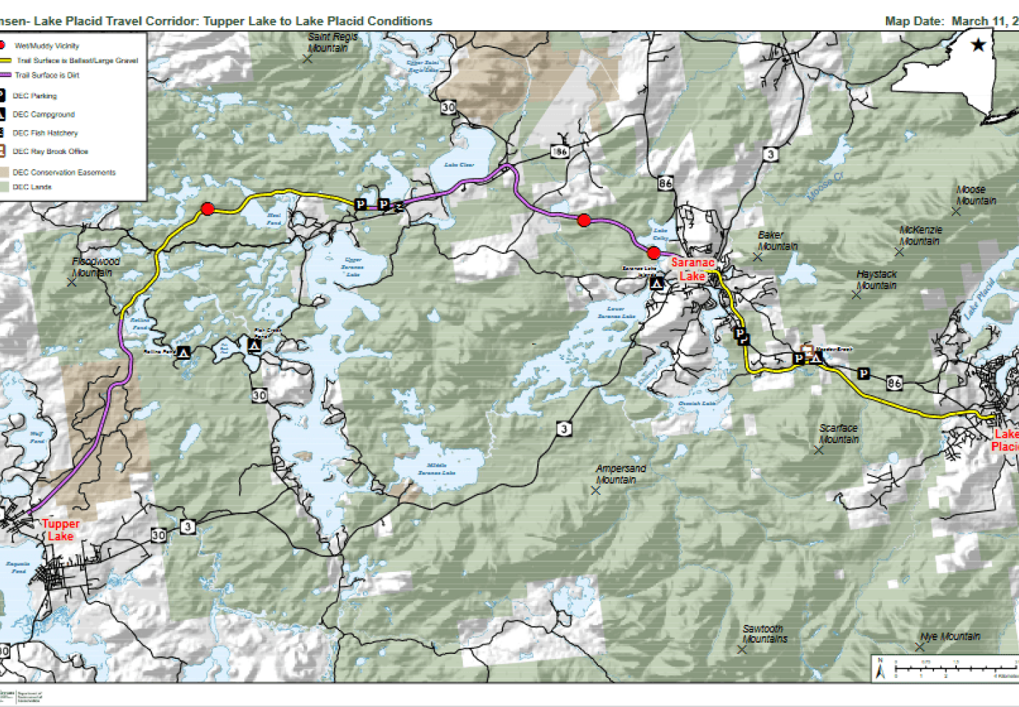A map of the Adirondack Rail Trail