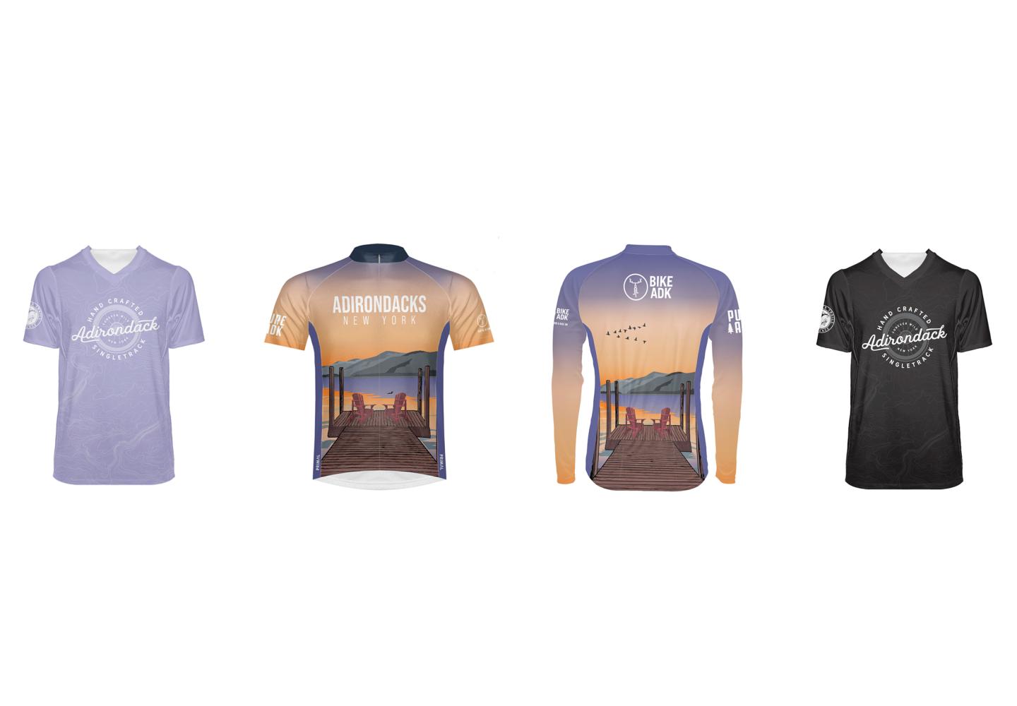 Bike Adirondacks jerseys are available in road and mountain bike versions.