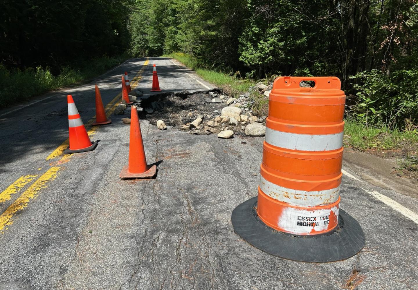 Even the paved section of Johnson Pond Road wasn't spared. 
