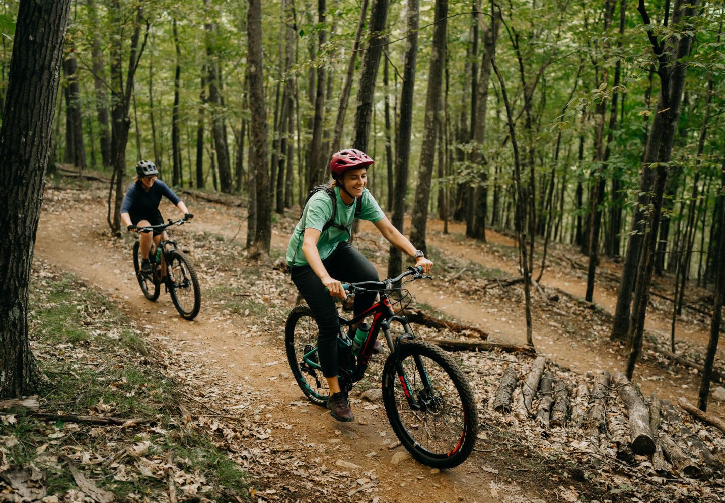 Riders enjoy the climbing trail to access Downriver at the East Branch Community Trails (Jamie McGiver/BETA)