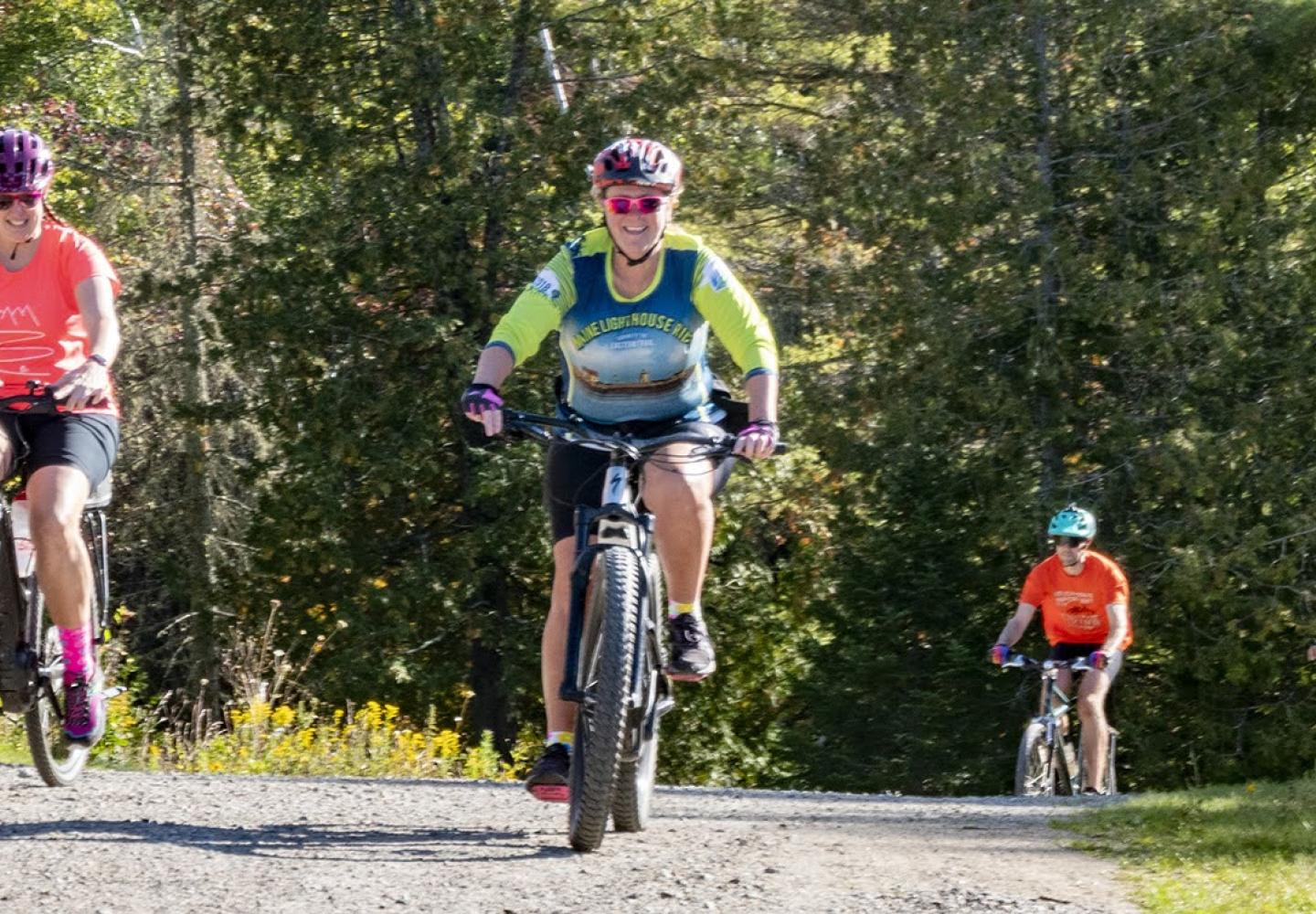 Riders enjoy a cruise into Elk Lake Lodge on Day 1 of the Handlebarley Gravel Weekend.