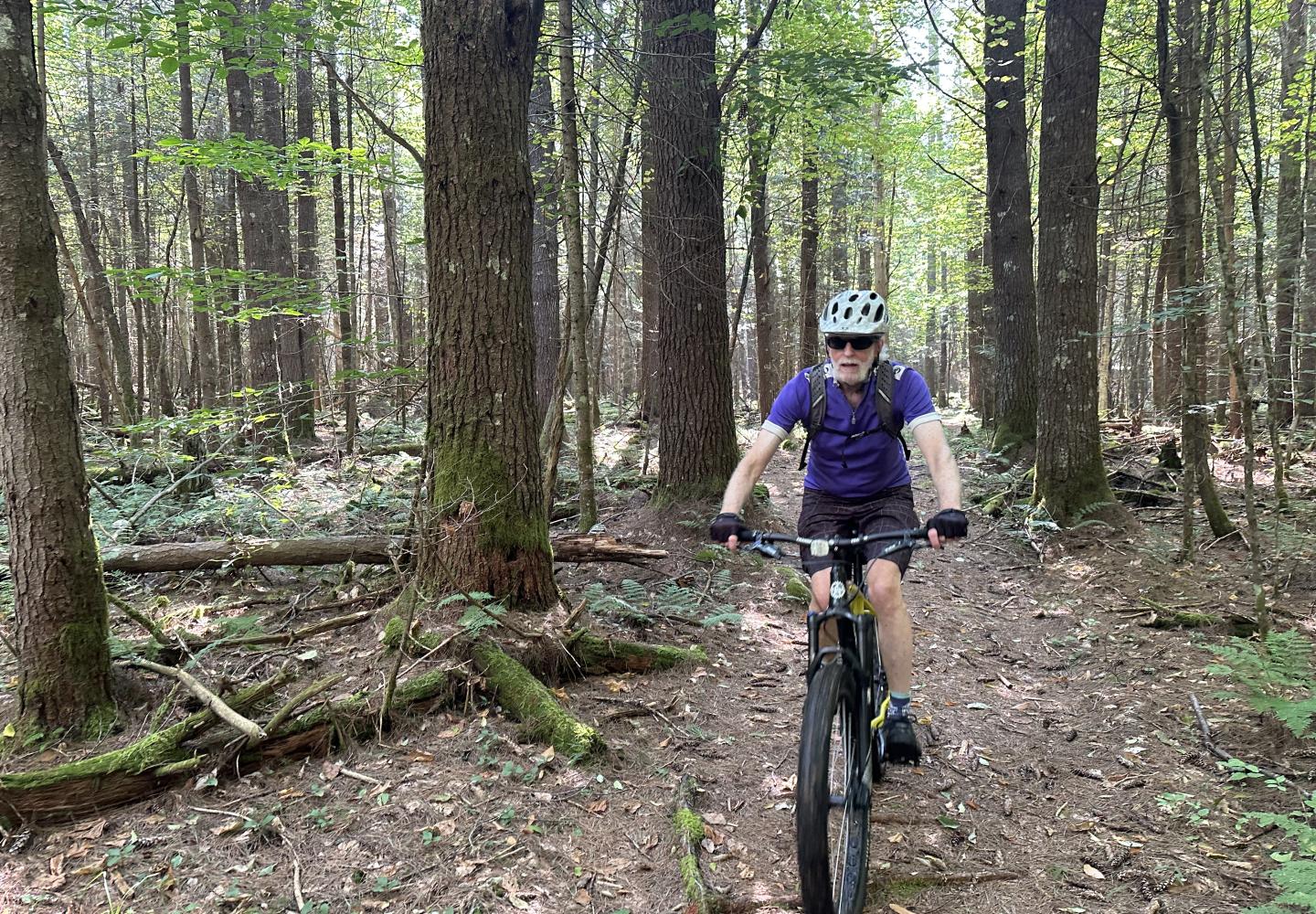 Paul Capone rides a mountain bike in the Adirondacks