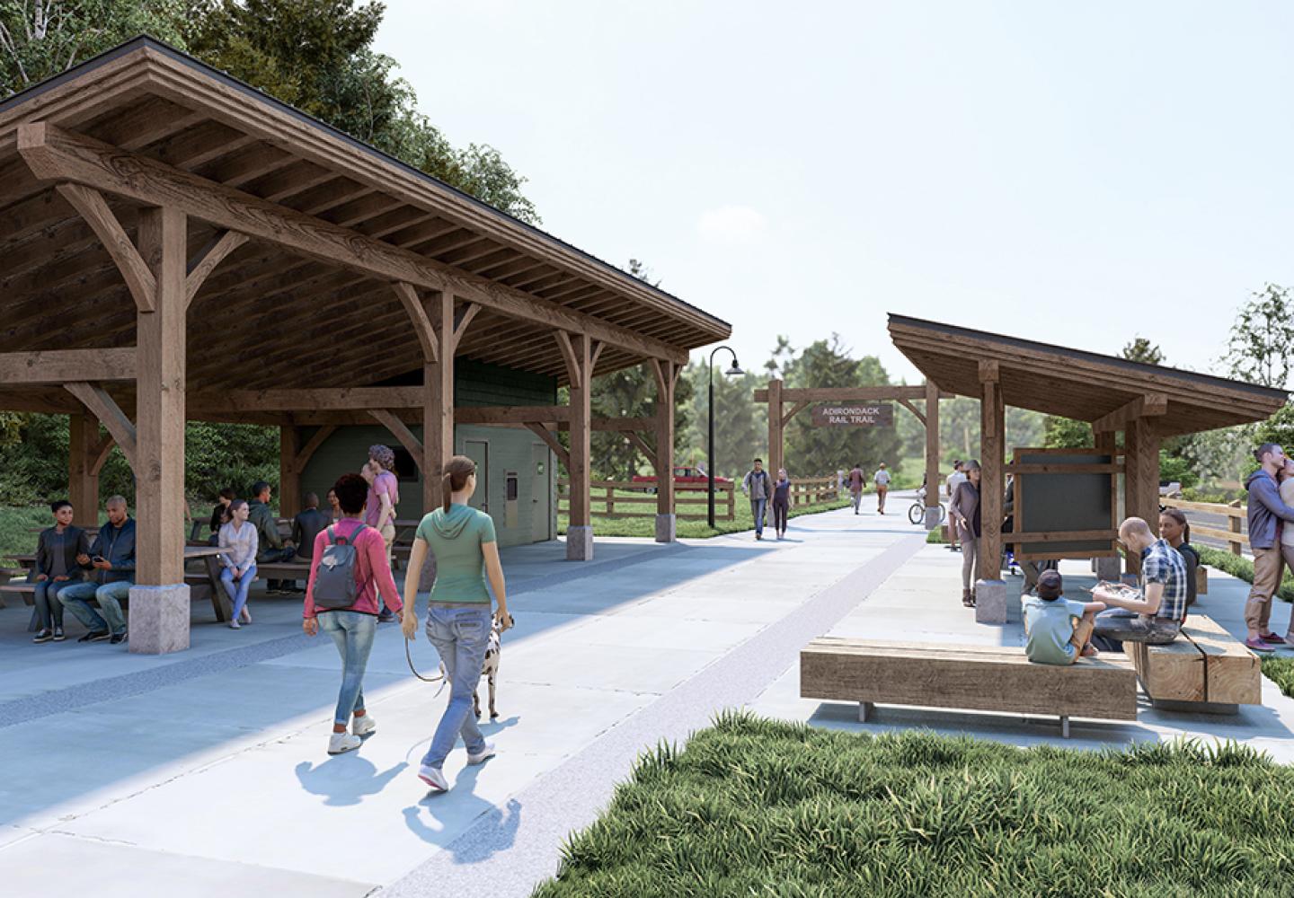 Design rendering of the Open Space Institutes plans for the Lake Placid Terminus