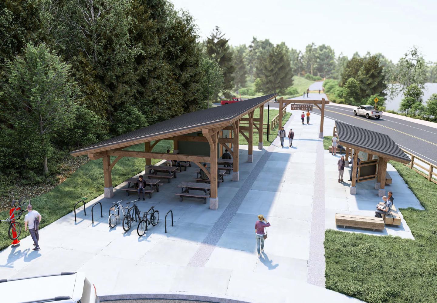 A rendering of the new Lake Placid Trailhead being built in 2026. Image provided by Open Space Institute.