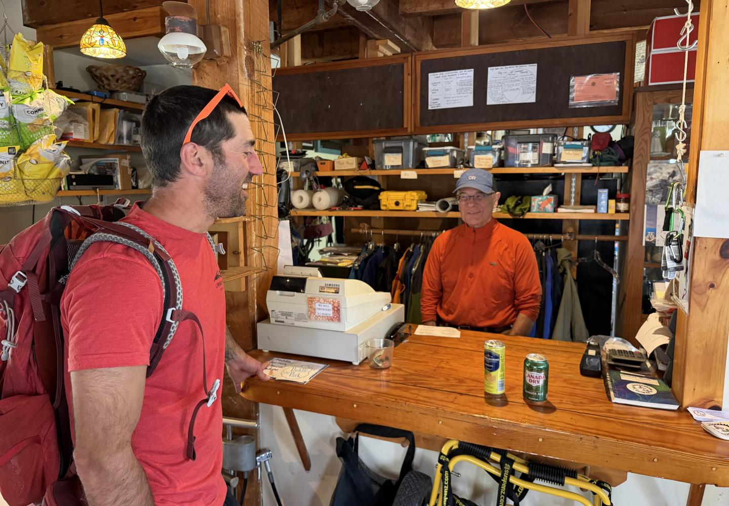 Floodwood Outpost owner Dave Cilley greets a guest at the outpost.