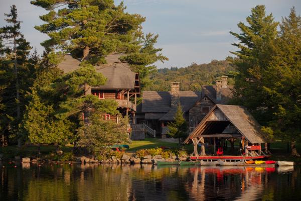 A view of the boathouse from the lake. 