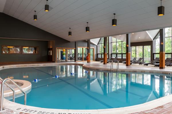 The indoor pool oasis at the Lodge at Schroon Lake