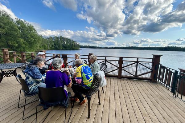Dinner on the deck over looking Lower St. Regis Lake.