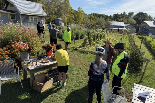 Bike the Barns guests enjoy a stop at DaCy Meadow Farm. 